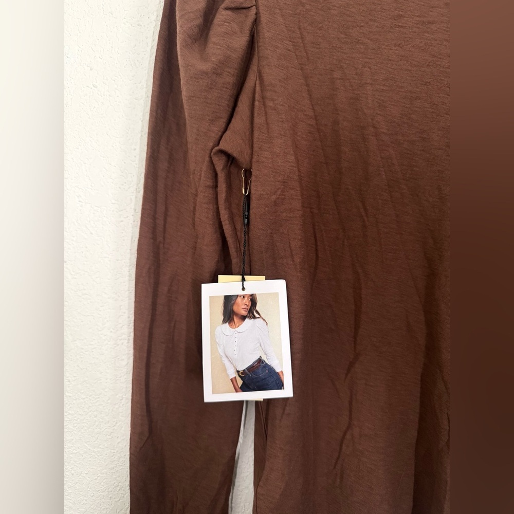 Nation LTD Dabney Prim Proper Peter Pan Ruffle Collar Top Black Cherry Small NEW - Picture 6 of 7